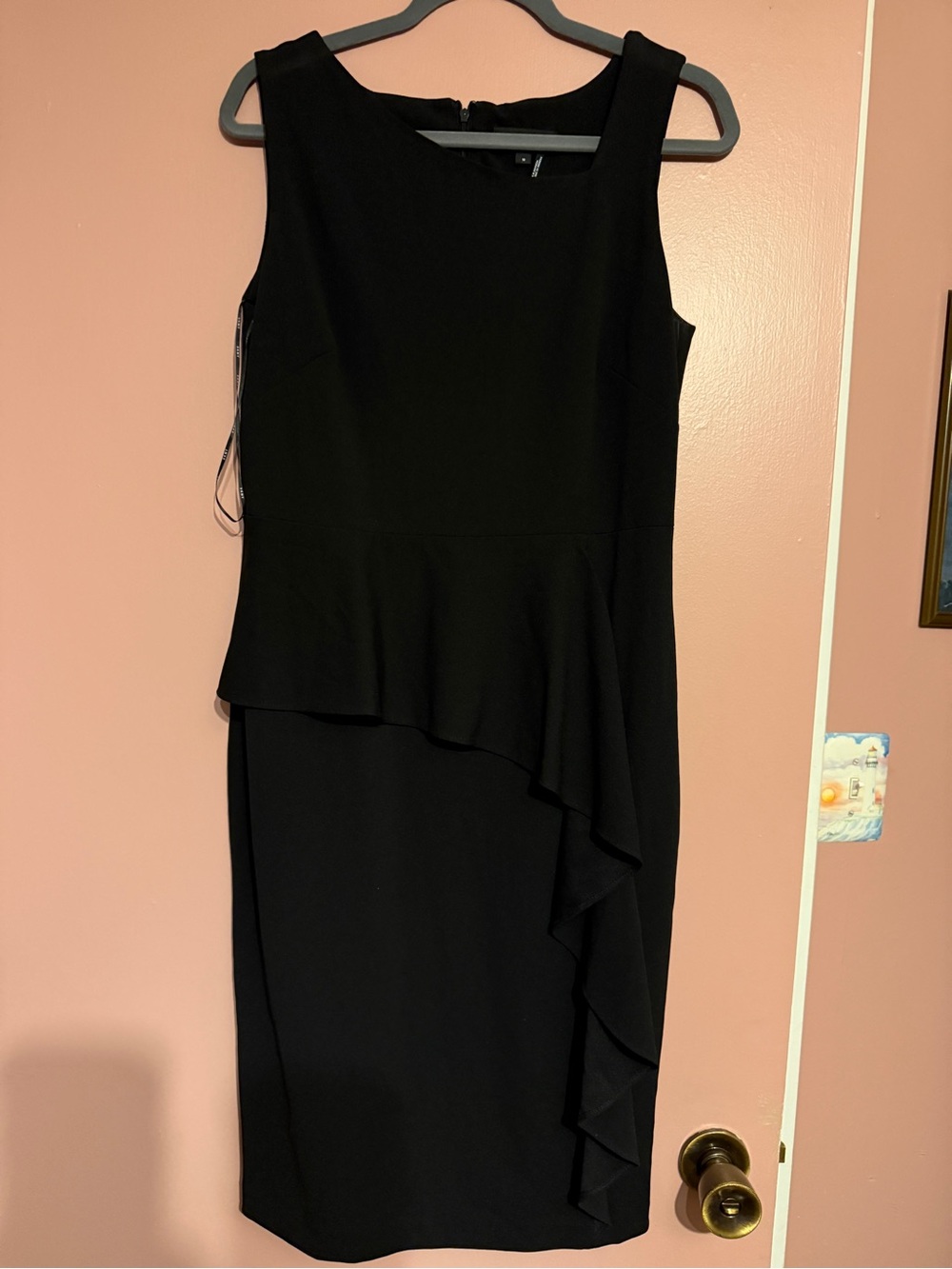 DKNY Black Ruffle Sheath Dress